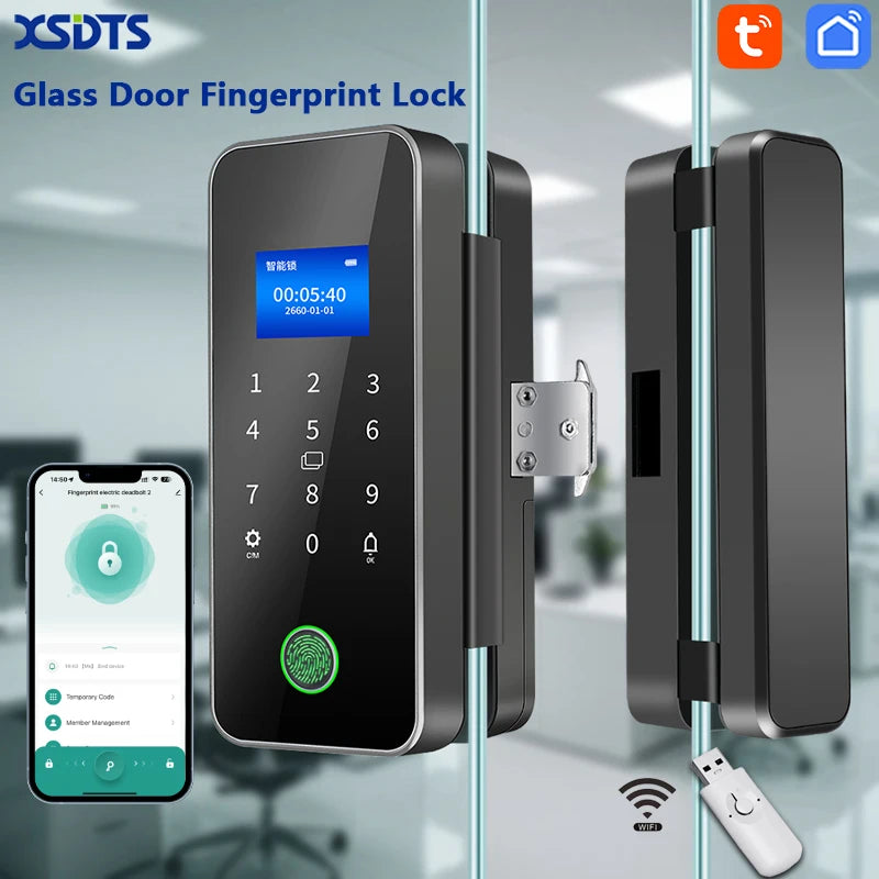 🔐 Fechadura Digital Inteligente para Porta de Vidro – Tuya Bluetooth