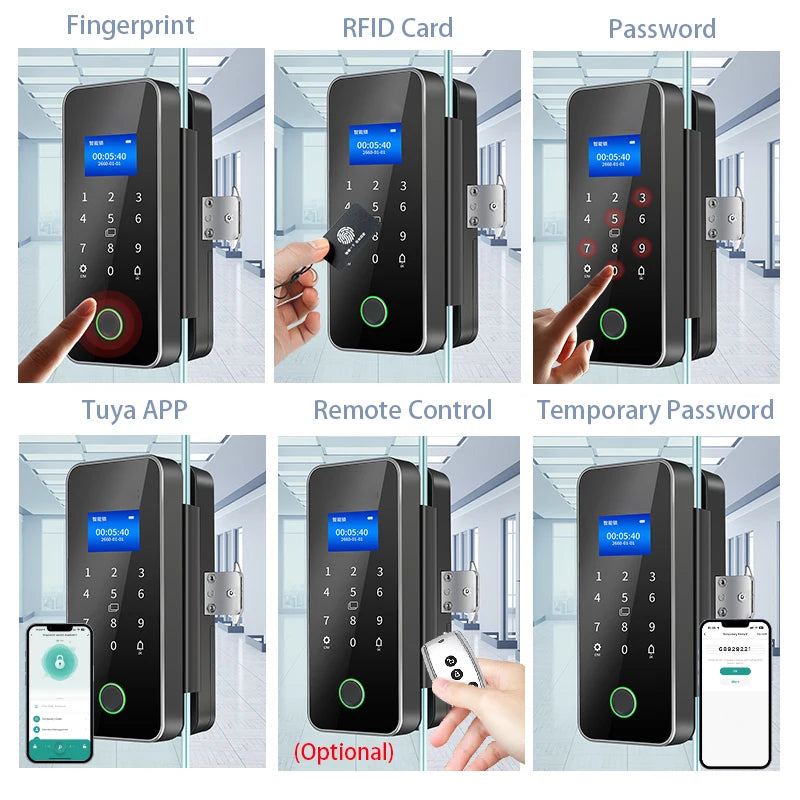 🔐 Fechadura Digital Inteligente para Porta de Vidro – Tuya Bluetooth