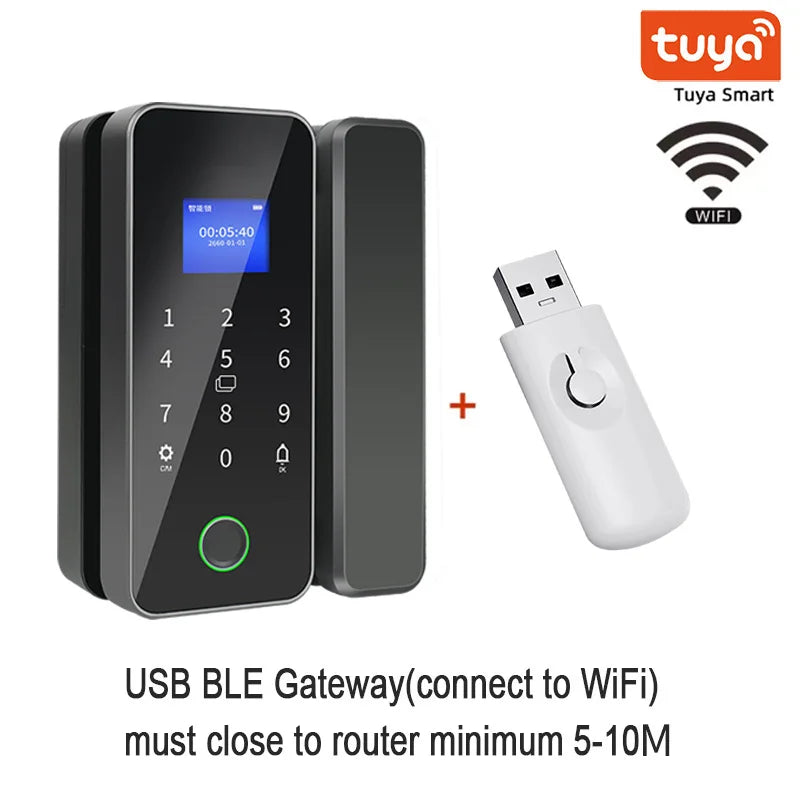 🔐 Fechadura Digital Inteligente para Porta de Vidro – Tuya Bluetooth